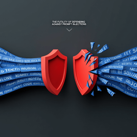 prompt:"my blog is about the futility of defending against prompt injections. create for me two images that depict that battle."